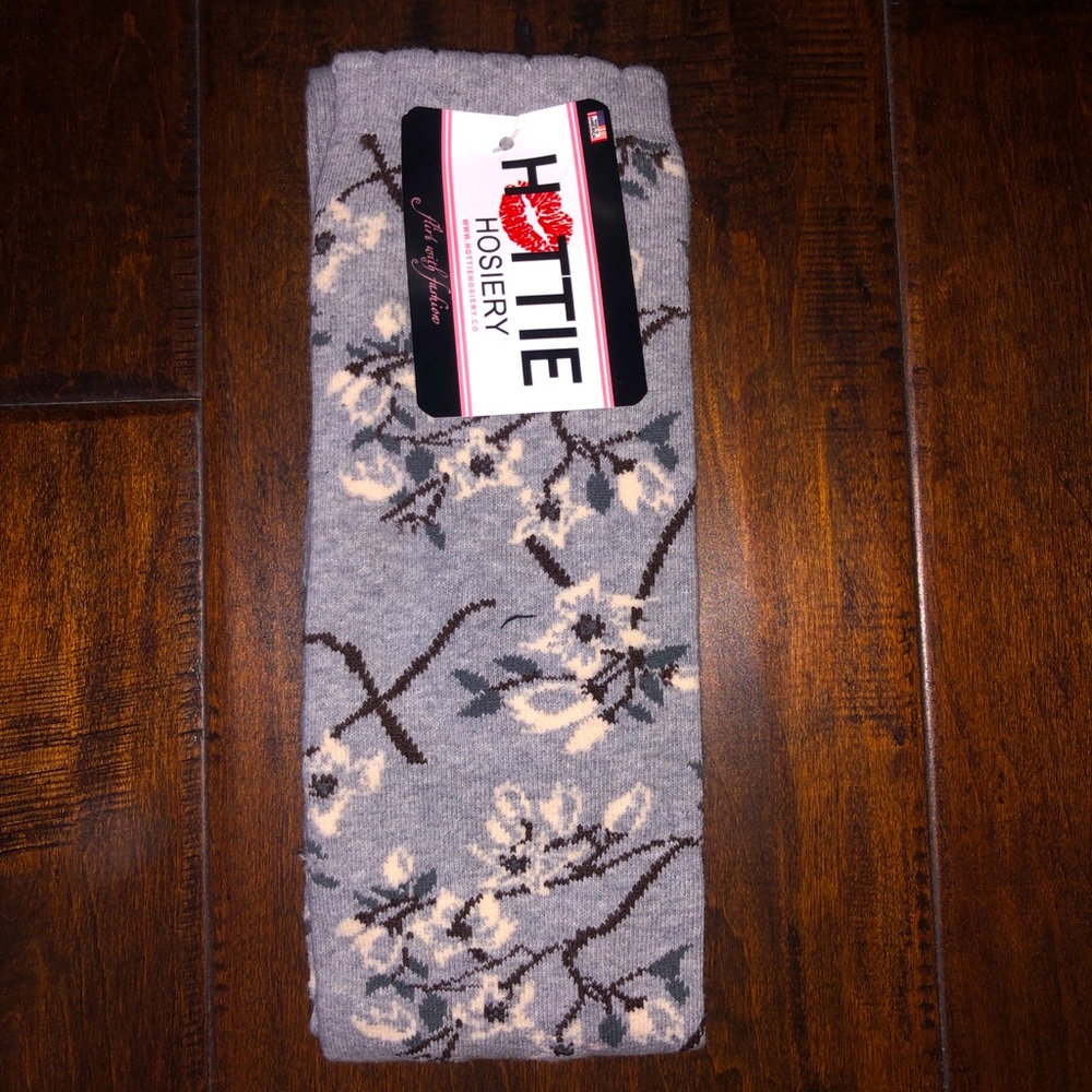Grey Cherry Blossom Knee- High Socks